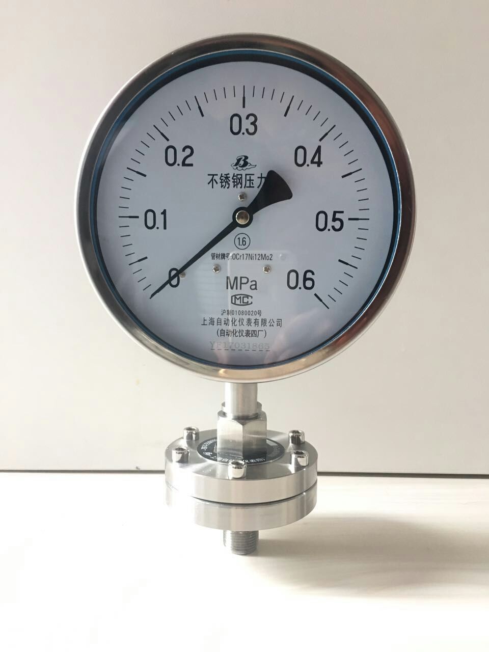YPF-100B-F膜片壓力表0-0.1Mpa